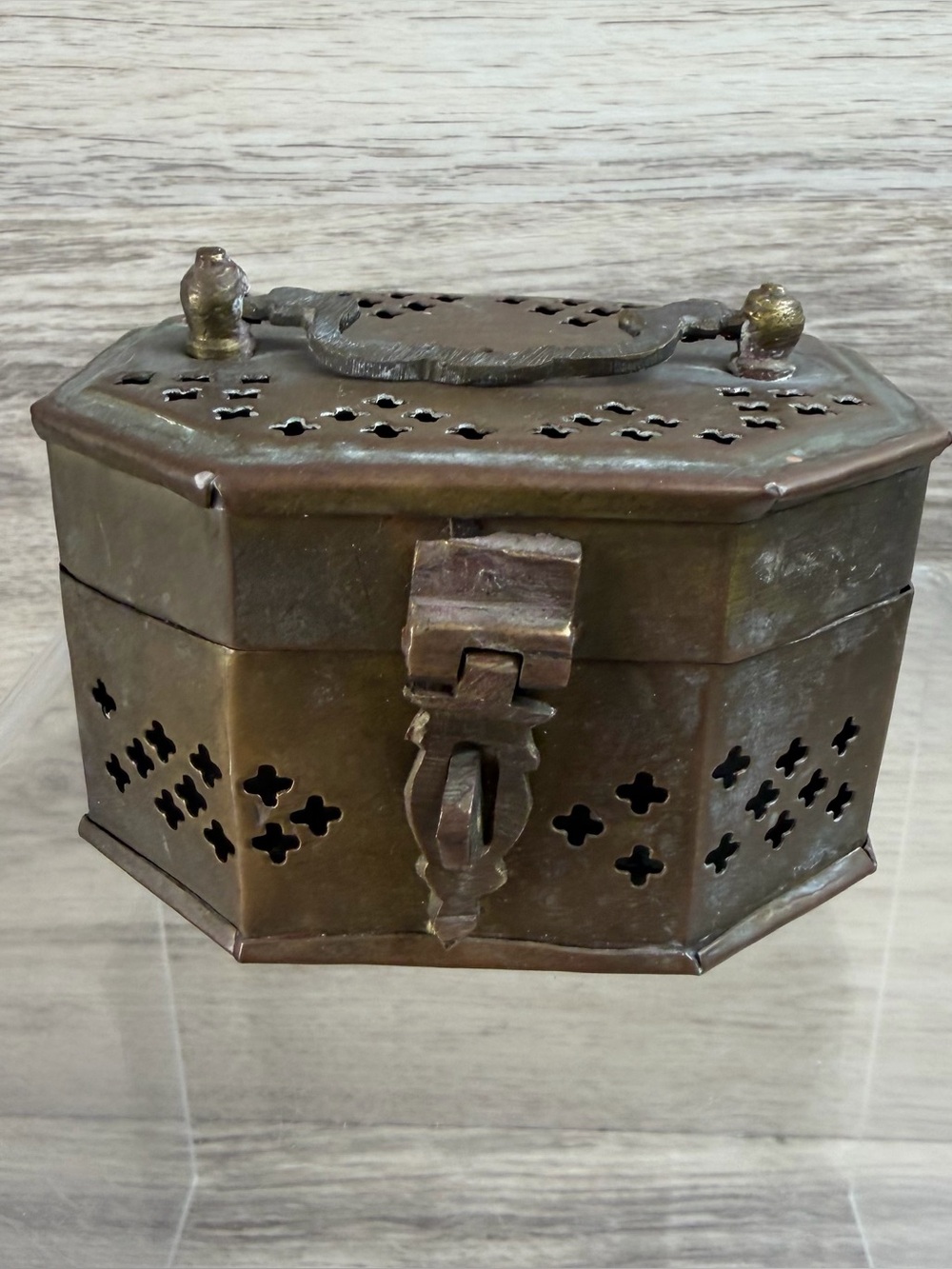 Vintage Brass Cricket Box Trinket Box Incense Potpourri Metal Box Hinged